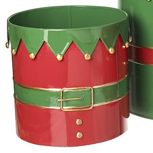Elf Outfit Metal Christmas Containers