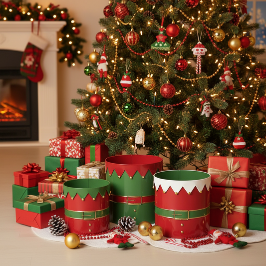 Elf Outfit Metal Christmas Containers