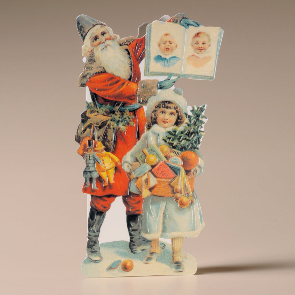 Father Christmas and Girl Nostalgic Christmas Card