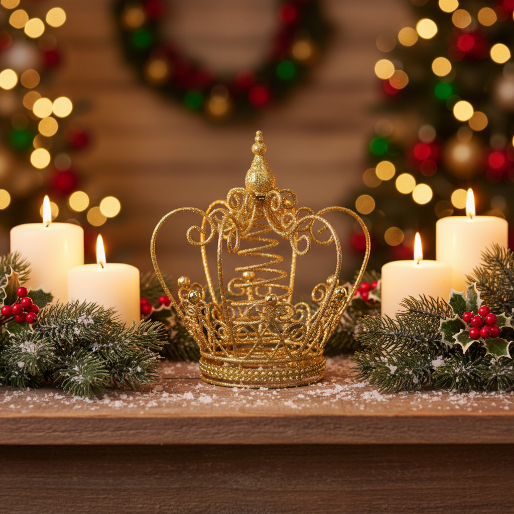 Gold Glitter Crown 20cm Christmas Tree Topper