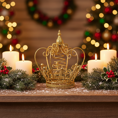 Gold Glitter Crown 20cm Christmas Tree Topper