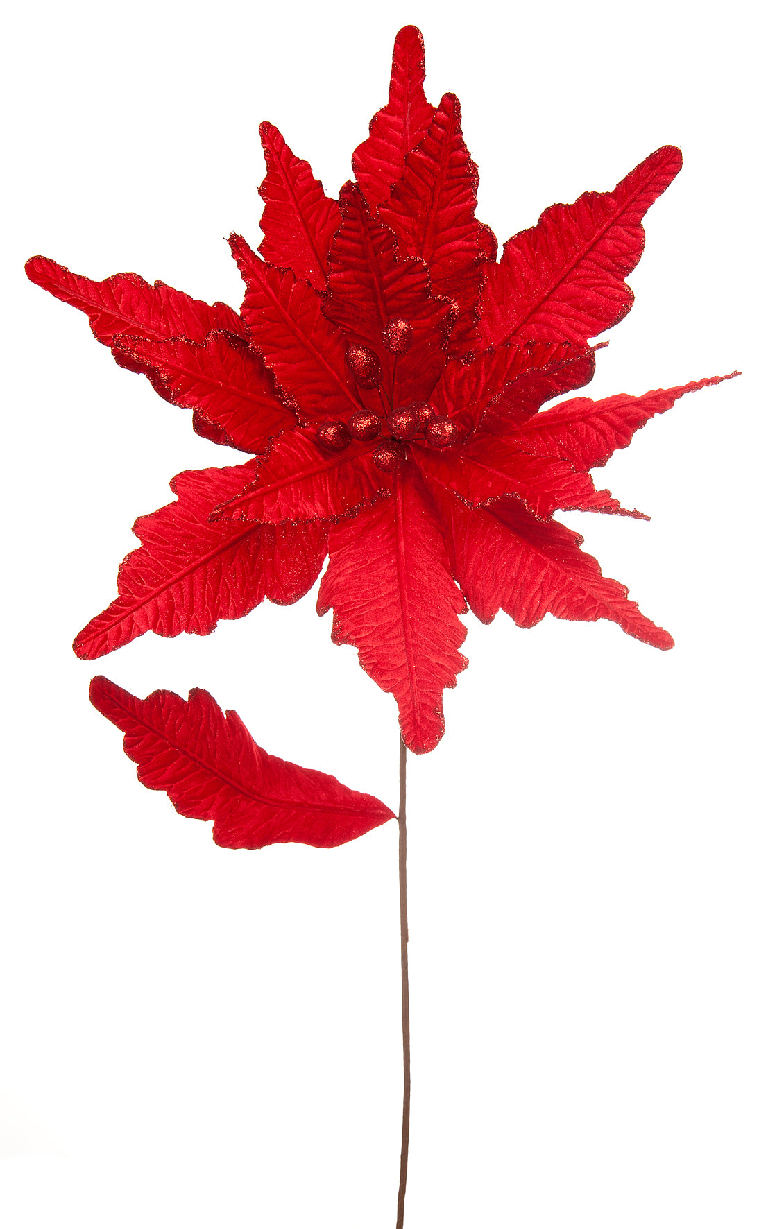 Red Velvet Christmas Poinsettia Stem 68cm