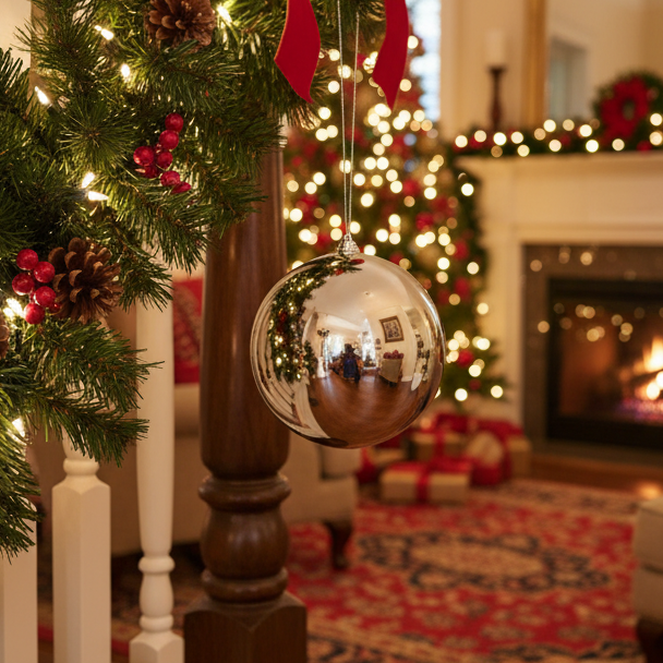 20cm Shiny Silver Shatterproof Christmas Bauble