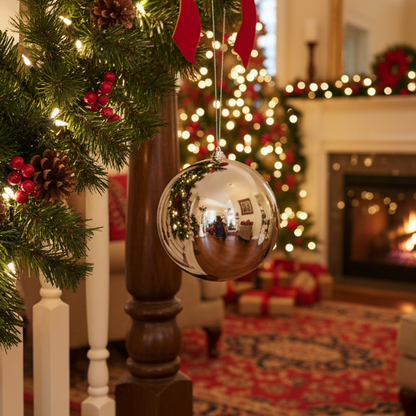 20cm Shiny Silver Shatterproof Christmas Bauble