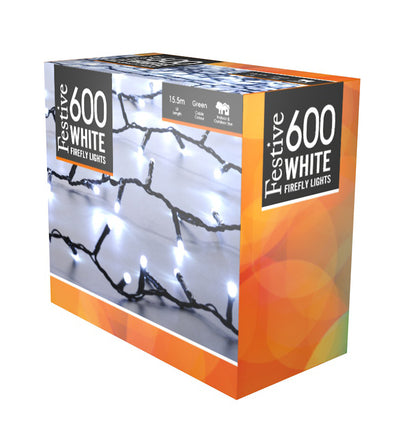 Festive 600 White Firefly Christmas Lights