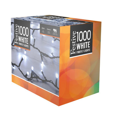 Festive 1000 White Firefly Christmas Lights