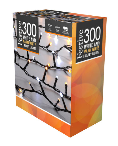 Festive 300 White and Warm White Firefly Christmas Lights