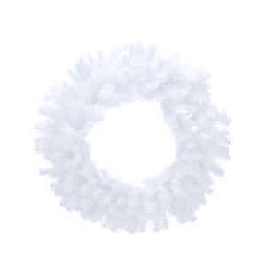A 100cm white Christmas wreath with 360 tips, isolated on a white background.