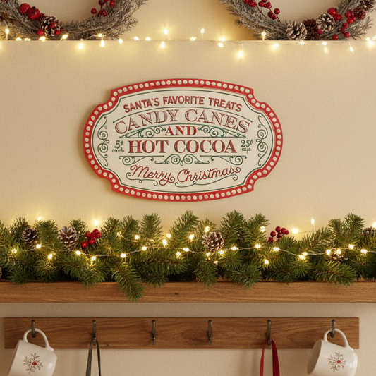 Candy Canes and Hot Cocoa Christmas Wall Sign