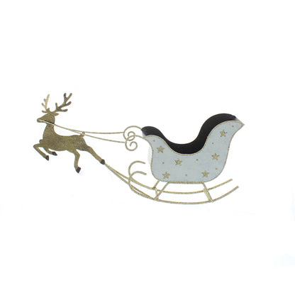 Gold Reindeer with White Sleigh Christmas Decoration