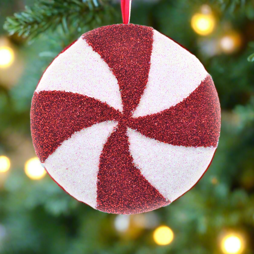 Candy Stripe Disc Hanging Christmas Decoration