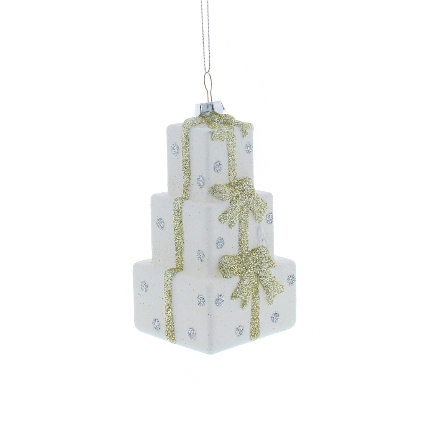 Gold and Silver Stacked Present Hanging Christmas Decoration