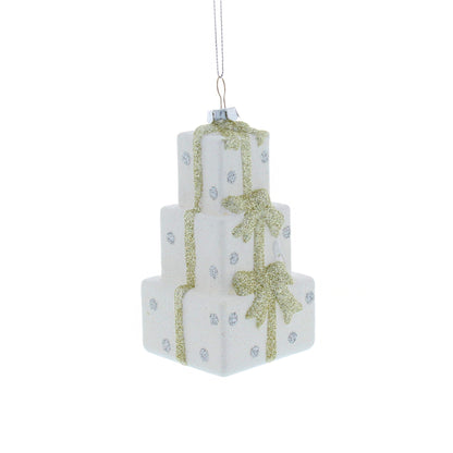 Gold and Silver Stacked Present Hanging Christmas Decoration