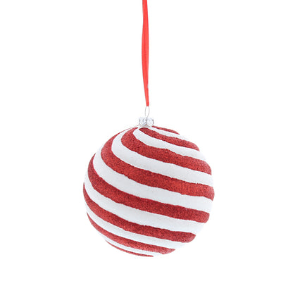 Glitter Candy Cane Stripe Ball Hanging Christmas Decoration