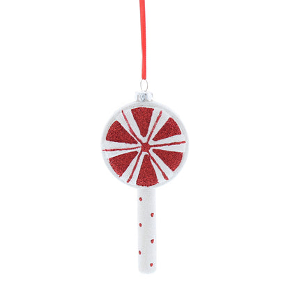 Candy Cane Glitter Lollipop Hanging Christmas Decoration