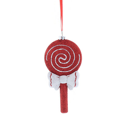 Red and White Glitter Lollipop Hanging Christmas Decoration