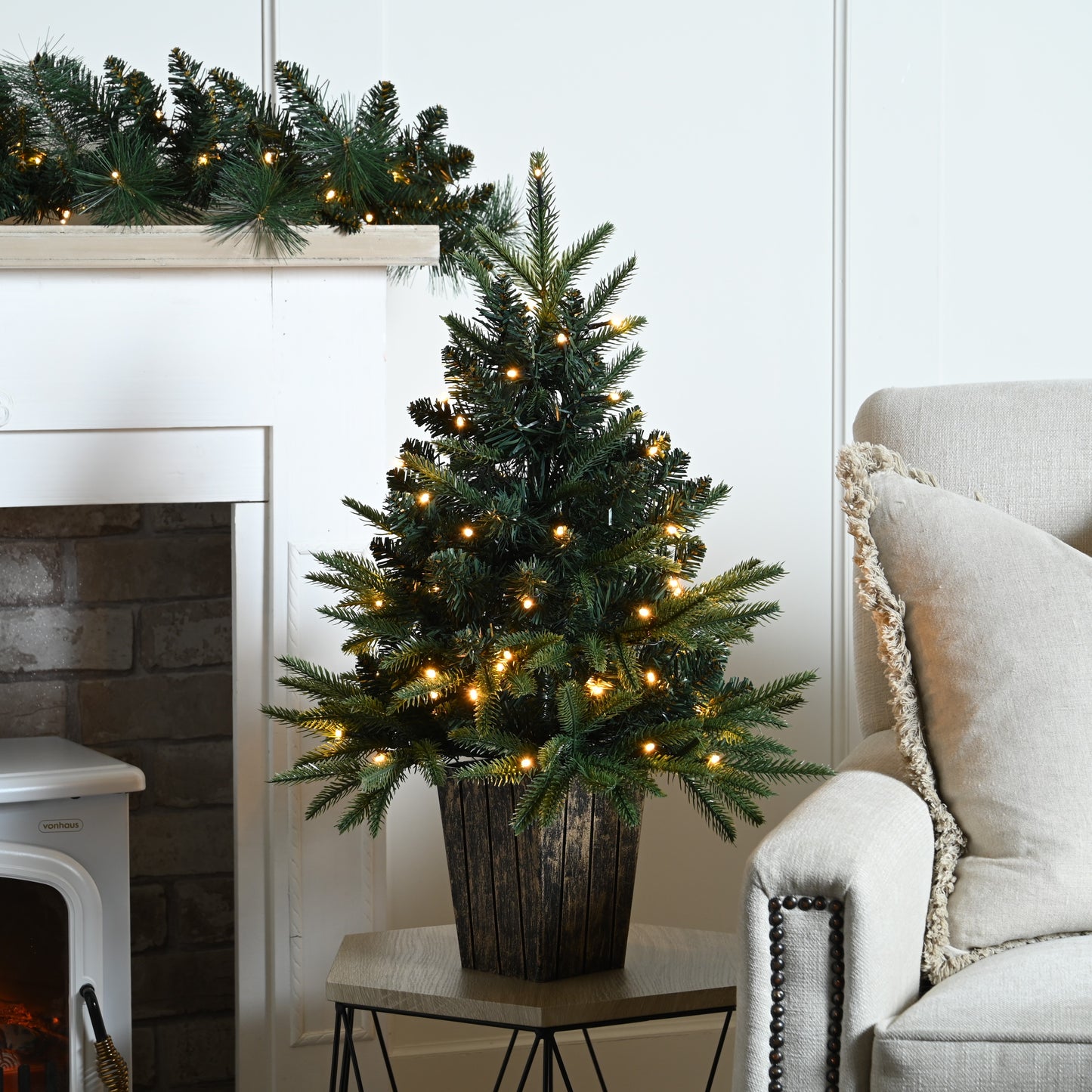 90cm Traditional Warm White Lit Firefly Tree in Pot