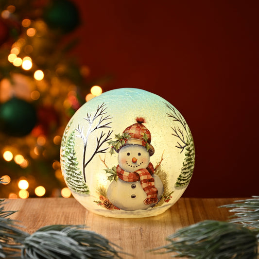 Christmas crackle ball decoration light up with snowman and Christmas trees 