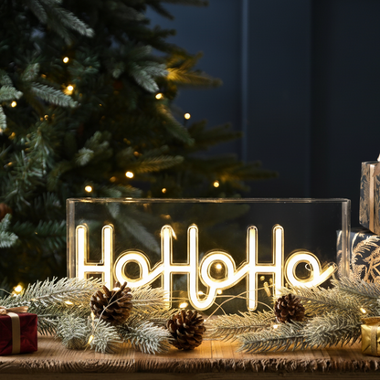 Warm White Neon Flex HO HO HO Christmas Sign Decoration