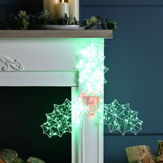 Holly and Berries Dewdrop Christmas Wall Light 45cm
