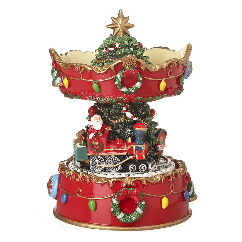 Santa on Train Spinning Christmas Ornament