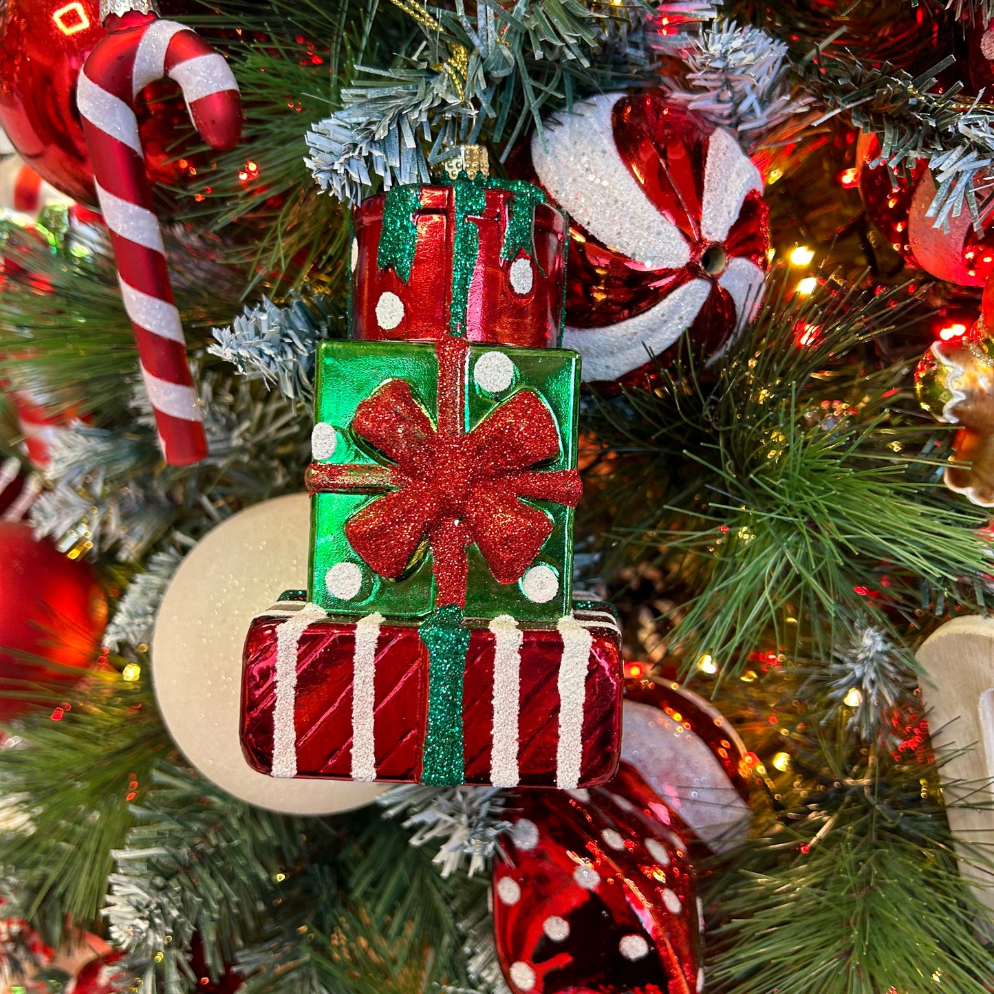 Glitter Stacked Presents Hanging Christmas Tree Decoration