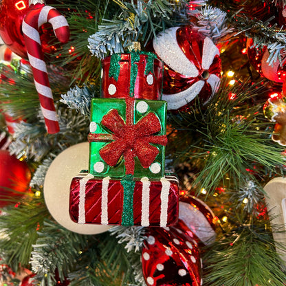 Glitter Stacked Presents Hanging Christmas Tree Decoration