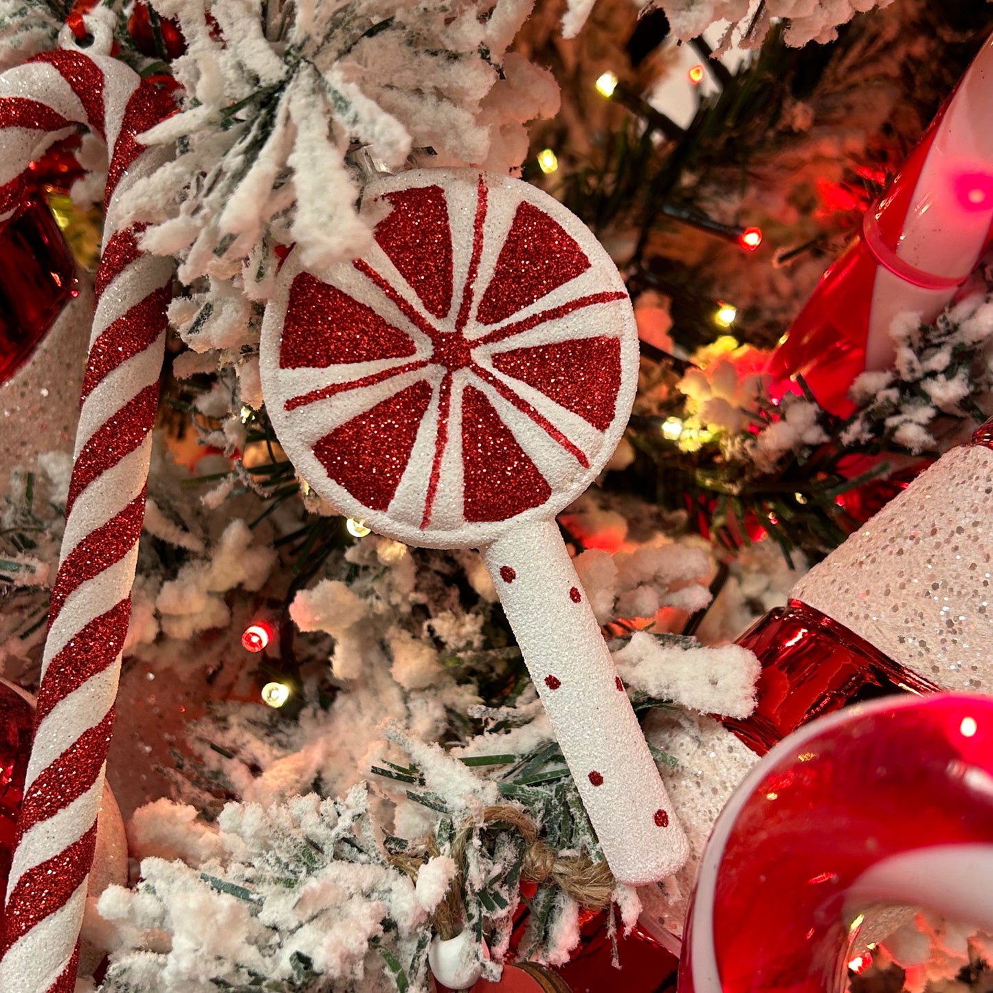 Candy Cane Glitter Lollipop Hanging Christmas Decoration