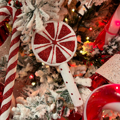 Candy Cane Glitter Lollipop Hanging Christmas Decoration