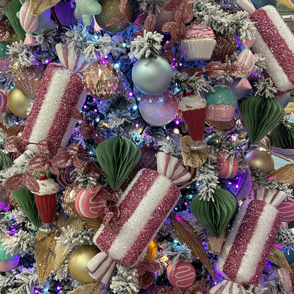 Pink Candy Stripe Sweet Hanging Christmas Decoration 30cm