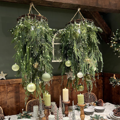 Mixed Green Foliage Hanging Christmas Wreath 105cm