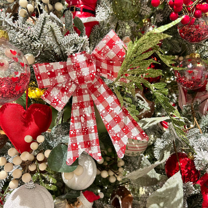 Pack of Red and White Check Christmas Bows