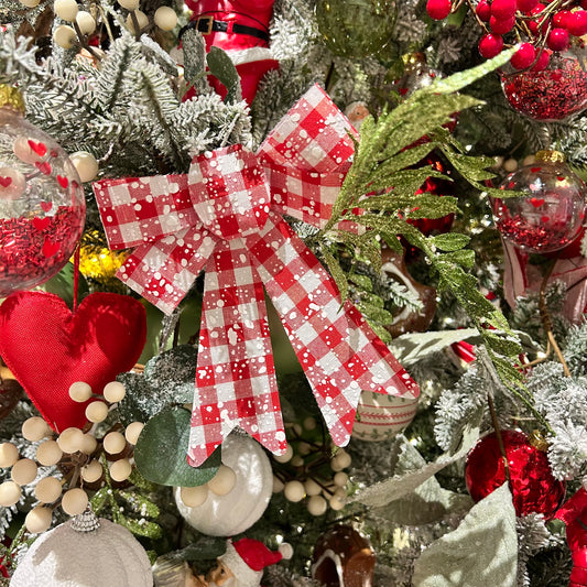 Pack of Red and White Check Christmas Bows