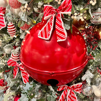 Set of 3 Red Oversized Metal Christmas Bell Decorations