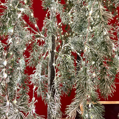 Lit Green Snowy Christmas Willow Tree