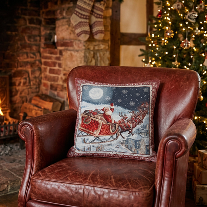 Skyride Christmas Cushion by Peggy Wilkins