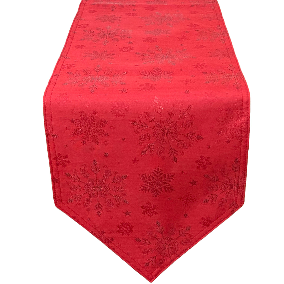 Snow Fall Red Christmas Table Runner by Peggy Wilkins
