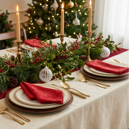 Snow Fall Red Christmas Napkin set of 4 by Peggy Wilkins