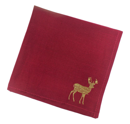 Twilight Twinkles Set of 4 Burgundy and Gold Christmas Napkin by Peggy Wilkins
