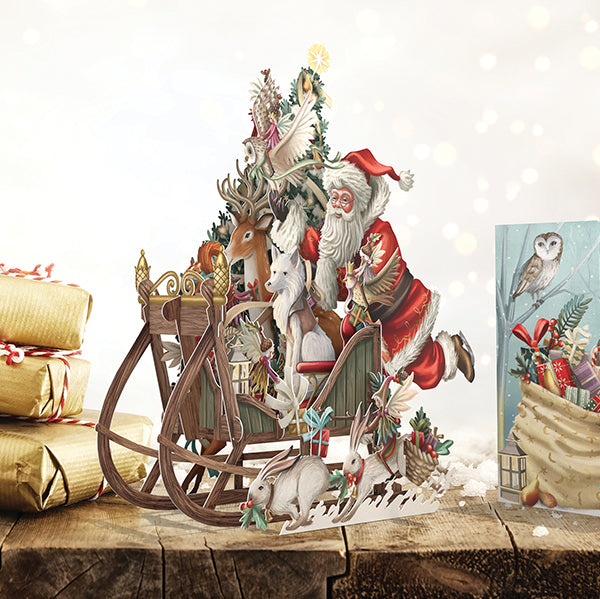 Woodland Sleigh - 3D Pop Up Christmas Card