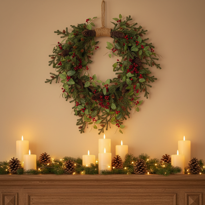 Oakham Christmas Wreath with Jute Hanging Loop