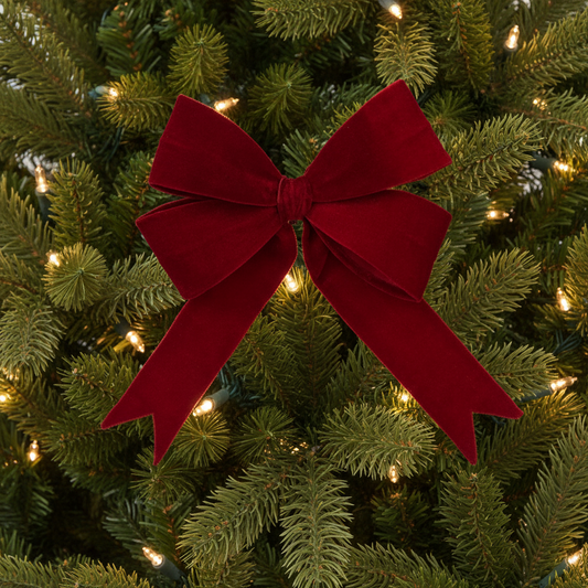 Red Velvet Wired Christmas Bow 35cm