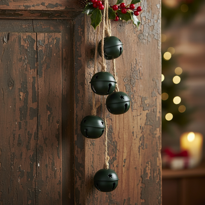 Dark Green Metal Hanging Christmas Bell Bunch