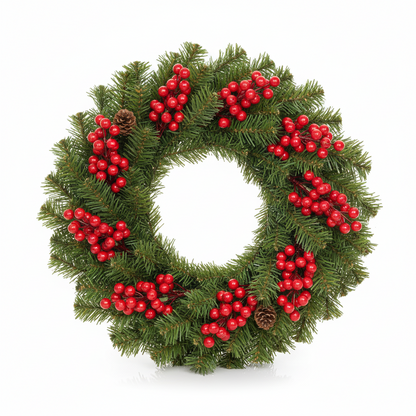 Artificial red berry stem on a white background