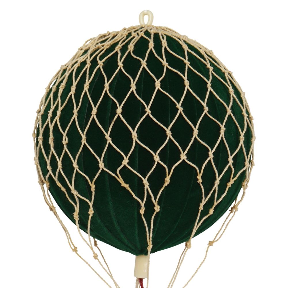 Floating the Skies Velvet Green Hot Air Balloon Christmas Decoration