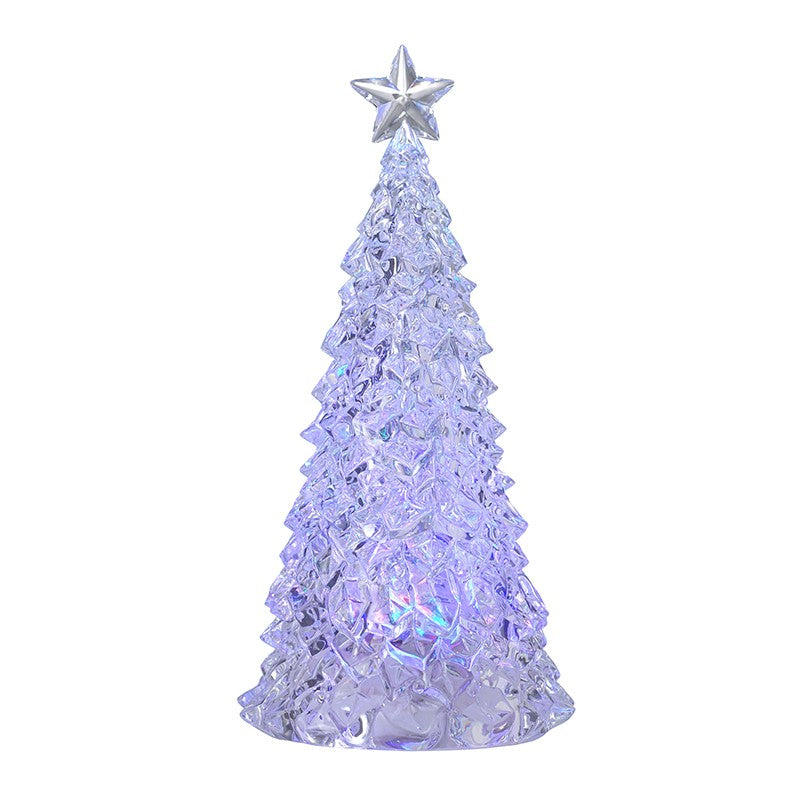 Crystal Christmas tree with a star on top against a white background