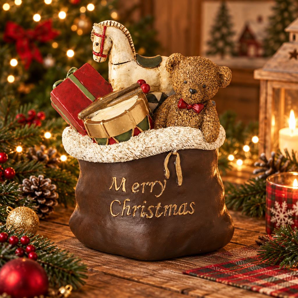Resin Merry Christmas Santa Sack with Gifts