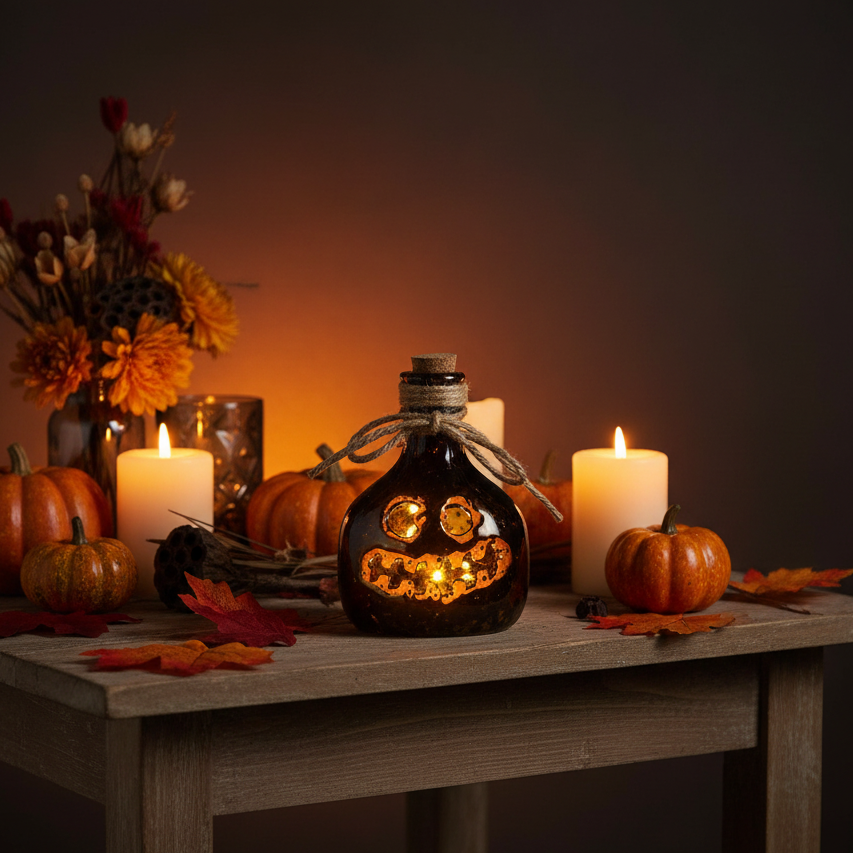 Halloween LED Lit Pottery Bottles
