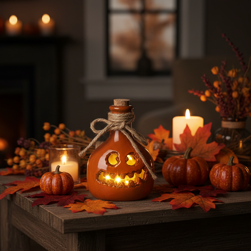 Halloween LED Lit Pottery Bottles