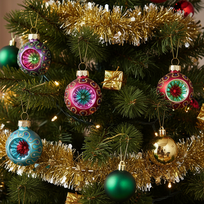 Traditional Colourful Glass Christmas Bauble Set